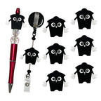 Silicone 3D Focal Beads Black Trash Can Glossy Finish Playful Eyes 2