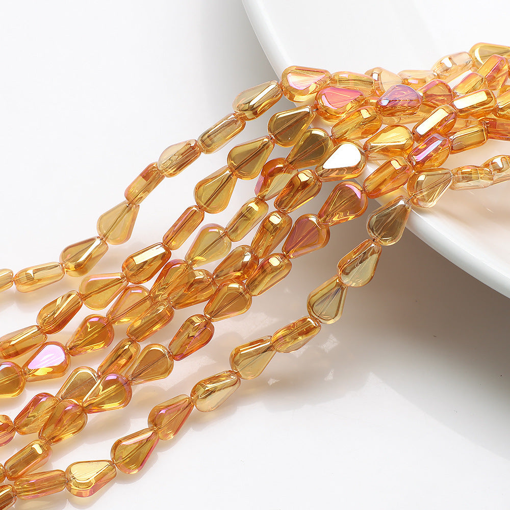 Electroplated Melon Seed Glass Beads 8mm 11mm Teardrop Iridescent 30pcs 12