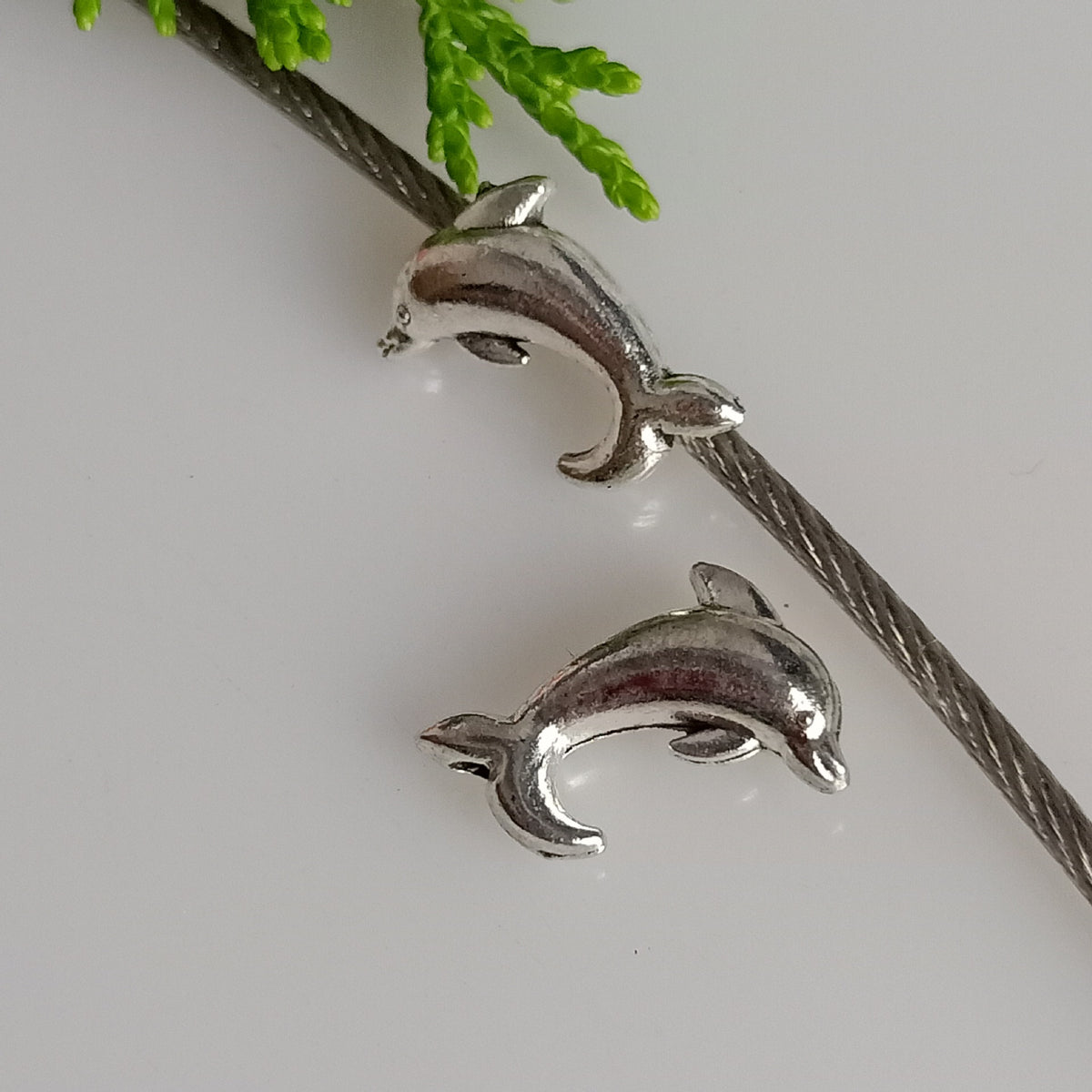 Dolphin Metal Beads 17mm Antique Silver Tone Zinc Alloy 100pcs 3