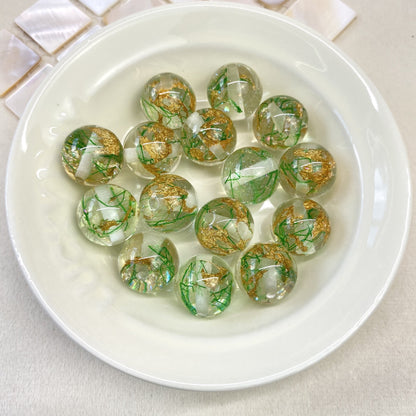 Clear Gild Tinsel Resin Beads 16mm Round Multicolor 50pcs 11