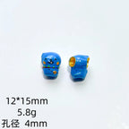 Hand Painted Alloy Metal Beads 12x15mm 14x17mm Enamel Finish 3pcs 2