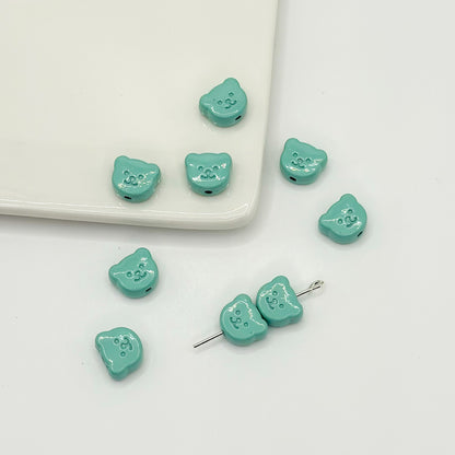Teddy Bear Metal Beads 10mm Glossy Painted Alloy 10pcs 14