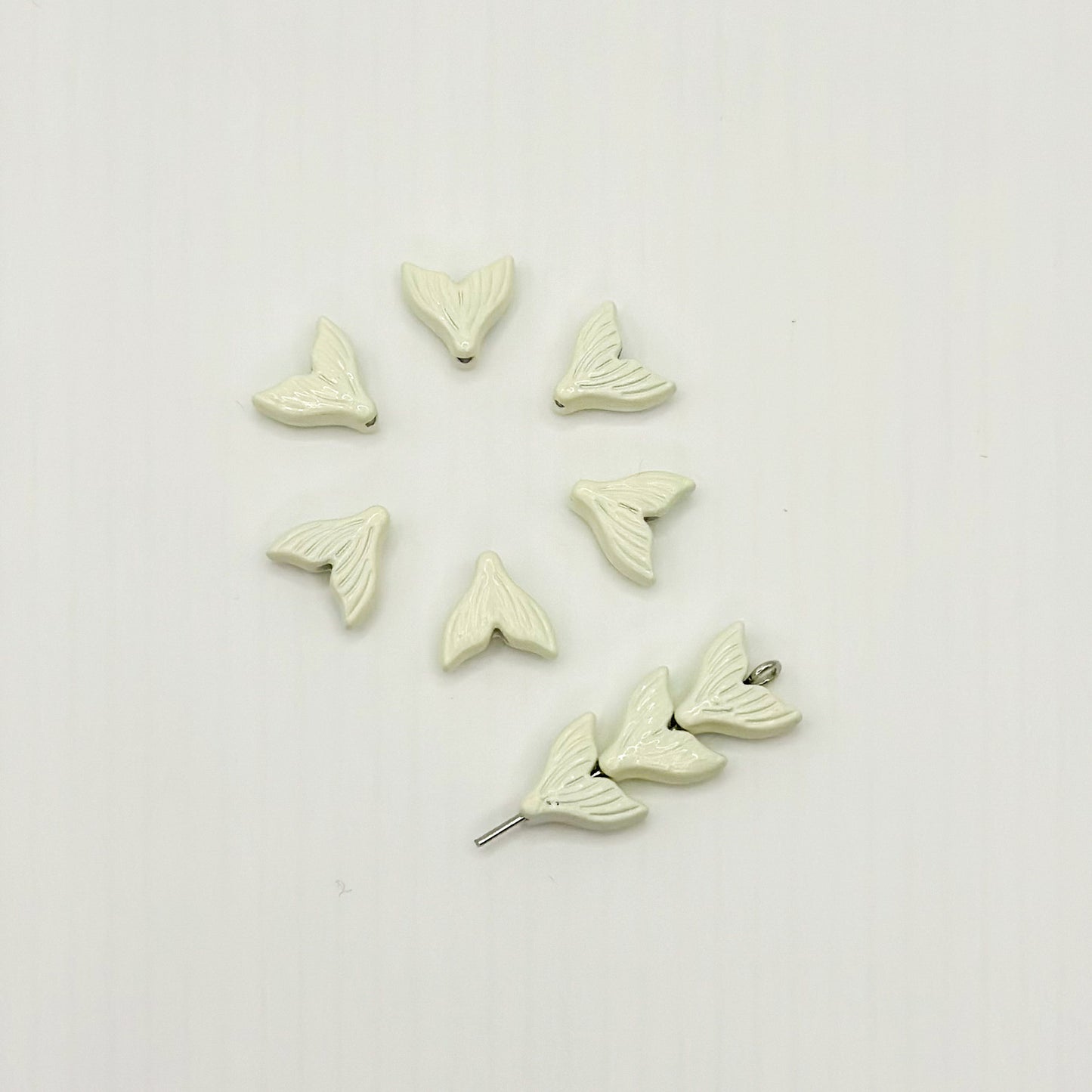 Mermaid Tail Metal Beads 10mm Pastel Painted Scales 20pcs 10