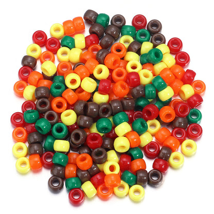 Festival Theme Pony Beads 9mm Acrylic Assorted Colors 200pcs 14
