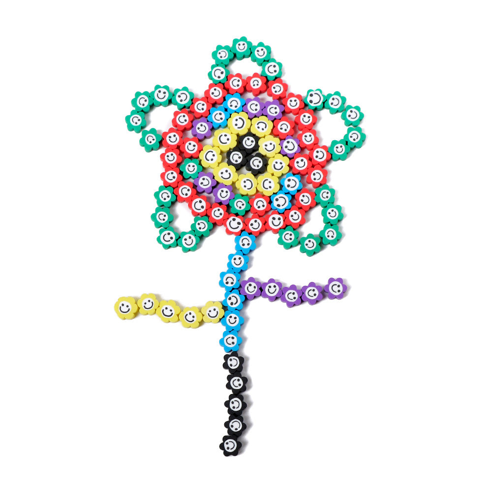 Flower Clay Beads 8mm Colorful Smiling Face Six-Petal 100pcs 5