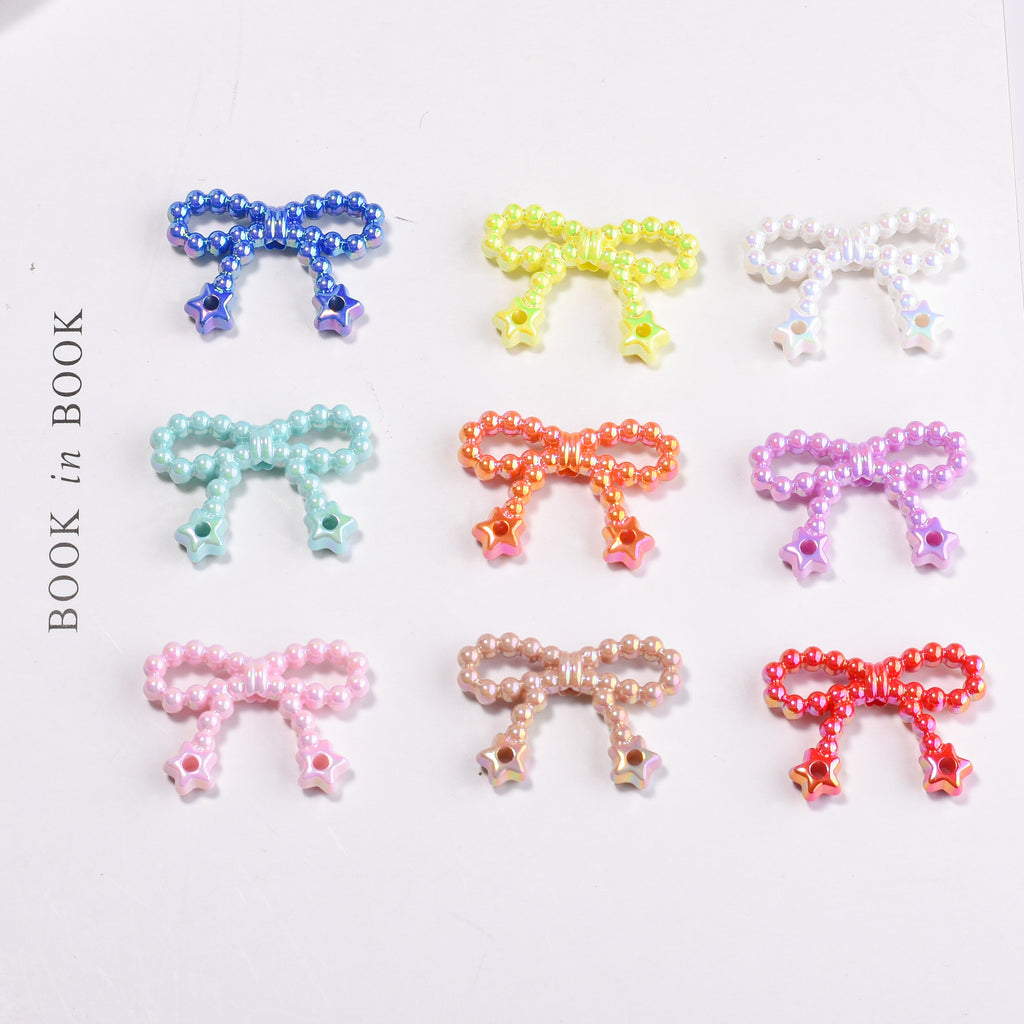 Knitted Bow Acrylic Beads 32mm Solid and Transparent Colors 10pcs 3