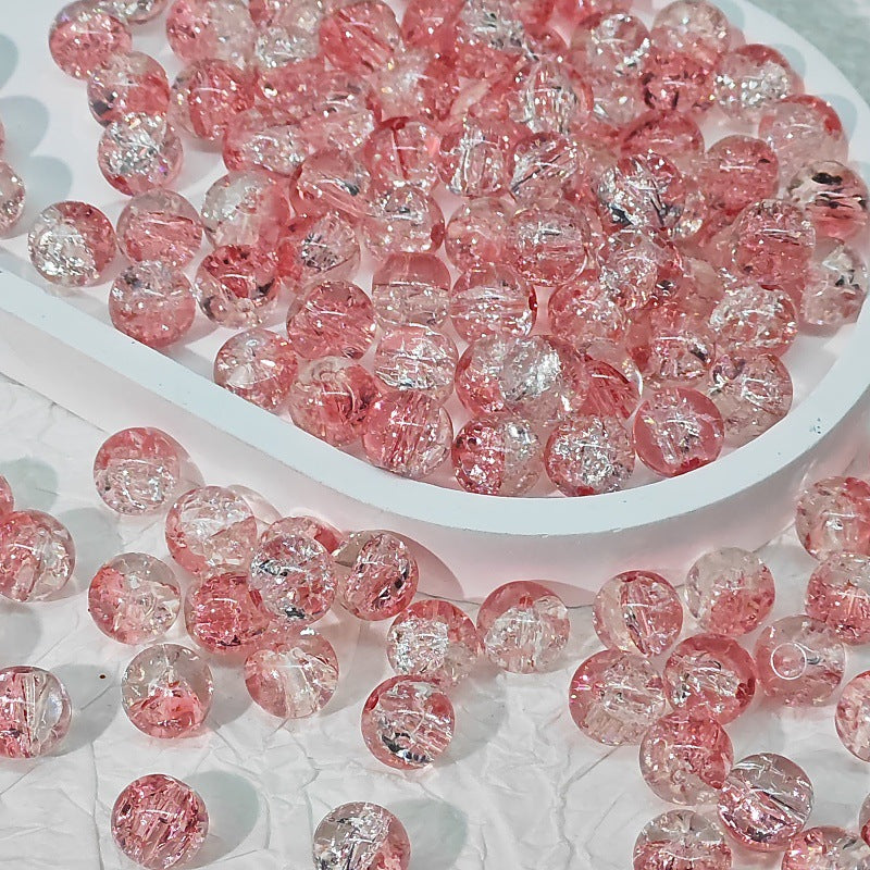Crackle Glass Beads Round 10mm Transparent Mixed Colors 50pcs 63