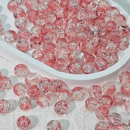 Crackle Glass Beads Round 10mm Transparent Mixed Colors 50pcs 63