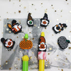 Silicone Focal Beads Halloween Dwarf Pumpkin Holding Brooms 20pcs 2