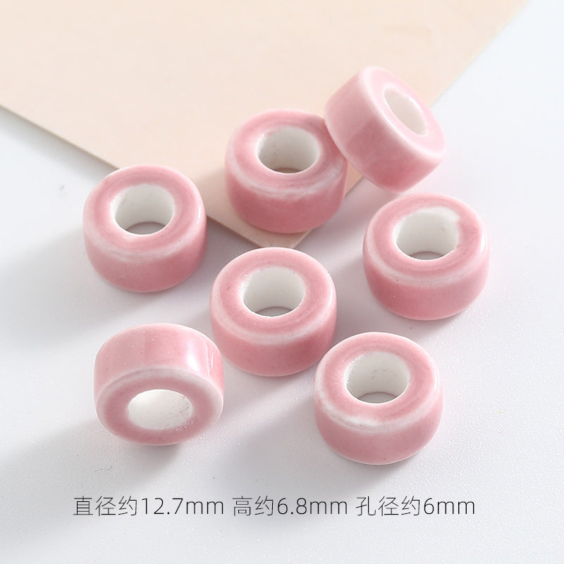 Ceramic Round Spacer Beads 12mm Candy Color Large Hole 50pcs 9