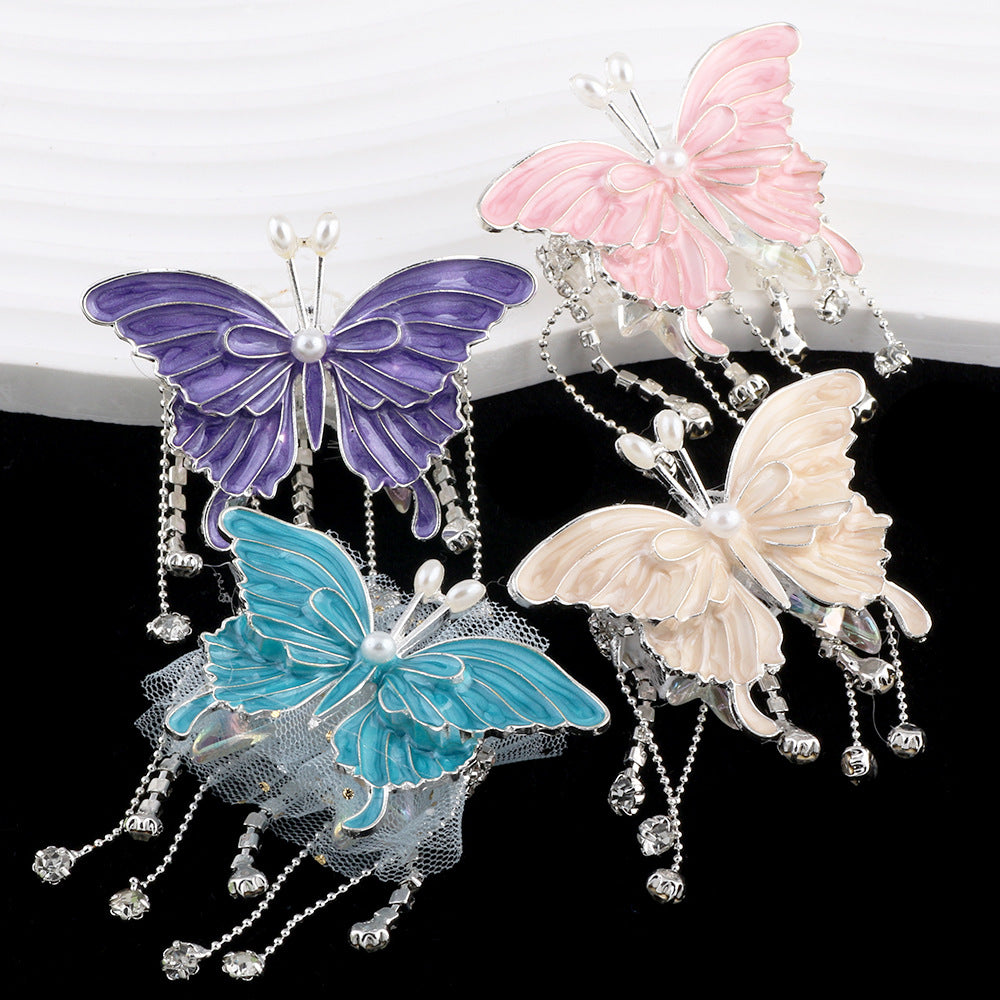 Butterfly Metal Beads 64mm Chunky Tassel Enamel Alloy 3pcs 3