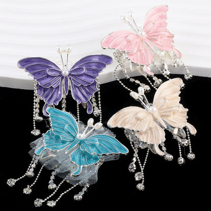 Butterfly Metal Beads 64mm Chunky Tassel Enamel Alloy 3pcs 3