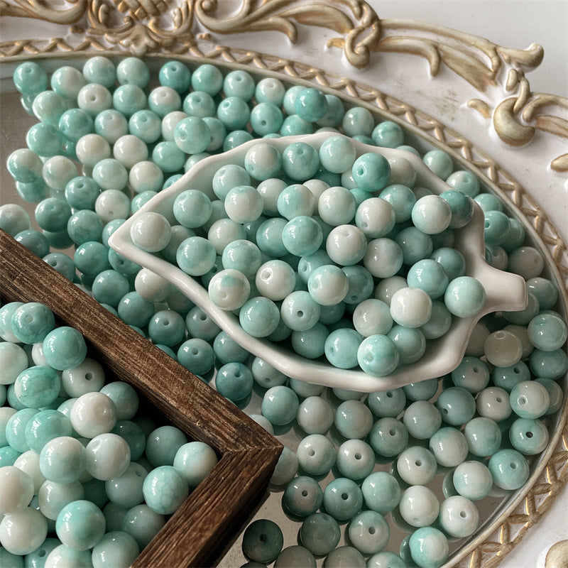 Crackle Round Glass Beads 10mm Imitation Porcelain Pastel Colors 120pcs 12