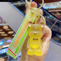 Crystal Bear Couple Keychain Frosted Resin with Golden Bow Tie 6
