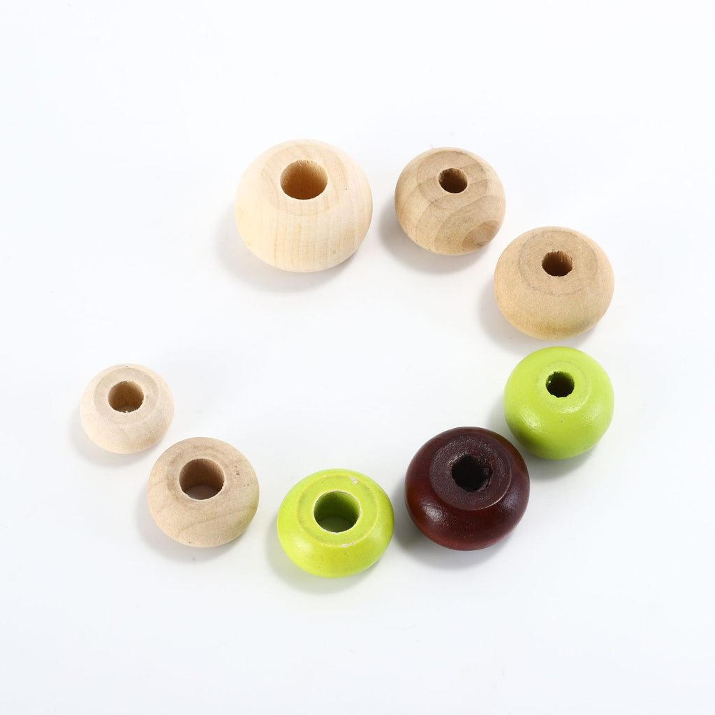 Wood Round Spacer Beads 15-28mm Multi-Color Abacus Style 50pcs