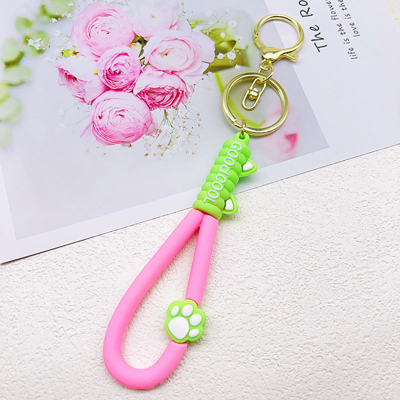 PVC Cat Claw Leather Lanyard Keychain Soft Rubber Paw Charm 6
