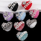 Polymer Clay Heart Rhinestone Beads 20mm Chain Tied 4pcs