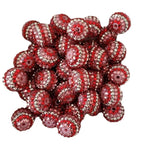 Rhinestone Bubblegum Beads 16-22mm Pink Striped Resin Valentine 5pcs 2