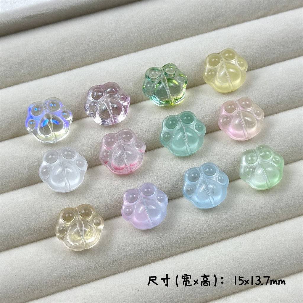 Jelly Color Cat Claw Glass Beads 15mm Translucent Pastel 50pcs 2