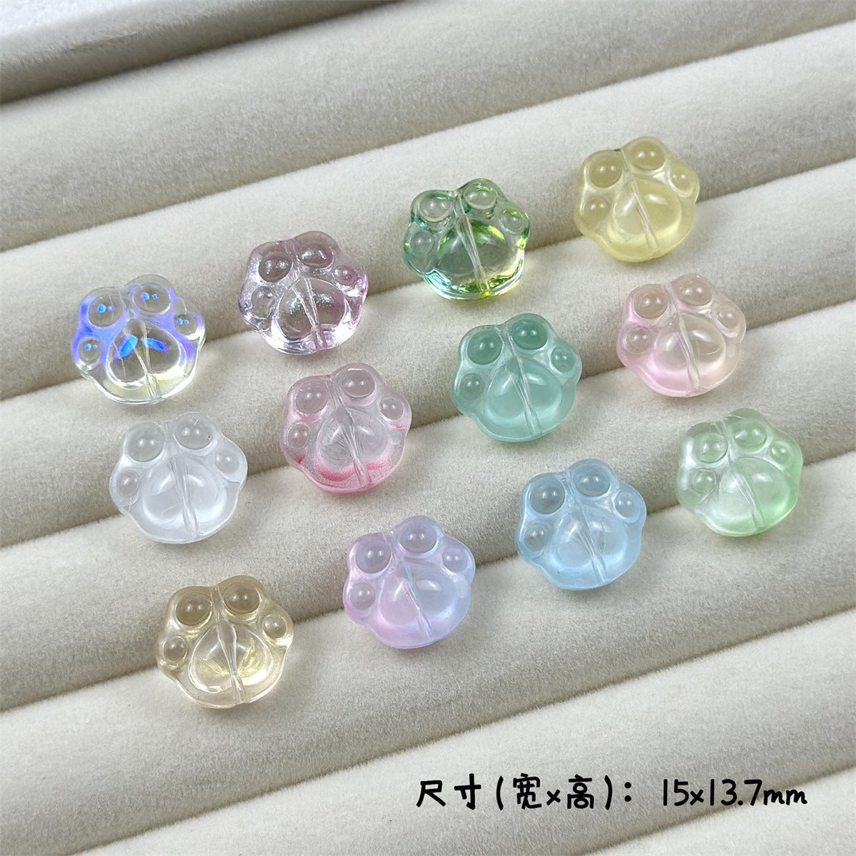 Jelly Color Cat Claw Glass Beads 15mm Translucent Pastel 50pcs 2