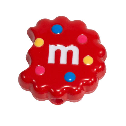 Hand Painted Bitten Cookie Acrylic Beads 22mm Enamel Glossy 10pcs 11