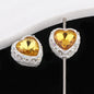 Double-Sided Heart Rhinestone Beads 22mm Alloy Encrusted 10pcs 13
