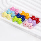 Polka Dotted Double Layer Bow Acrylic Beads 25mm Colorful Glossy 10pcs 4