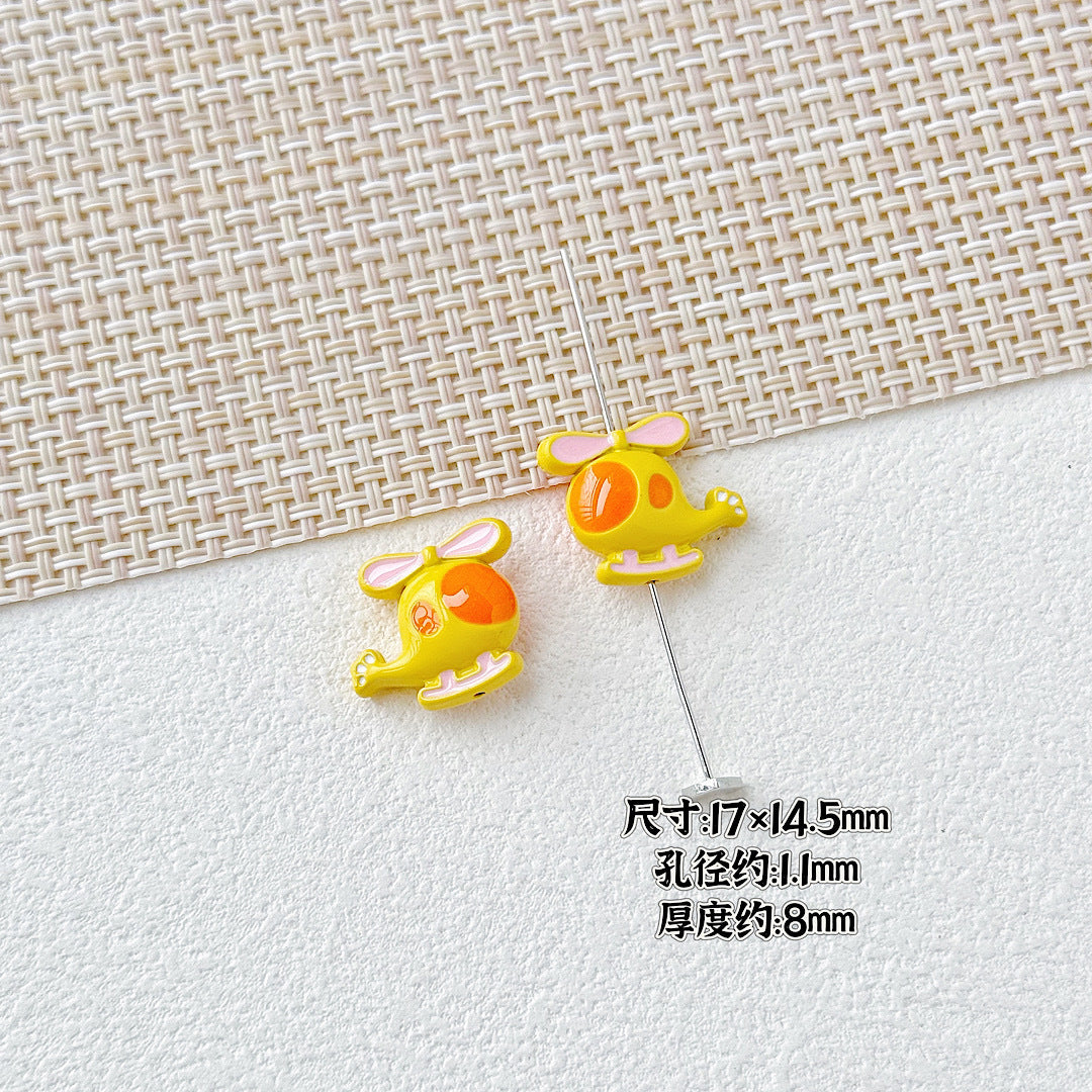 Helicopter and Satellite Metal Beads 17mm Painted Pastel Alloy 10pcs 10