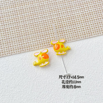 Helicopter and Satellite Metal Beads 17mm Painted Pastel Alloy 10pcs 10