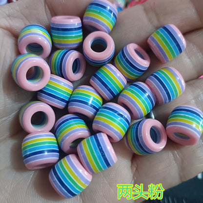 Striped Resin Beads 12mm Large Hole Multicolor Chunky 100pcs 16