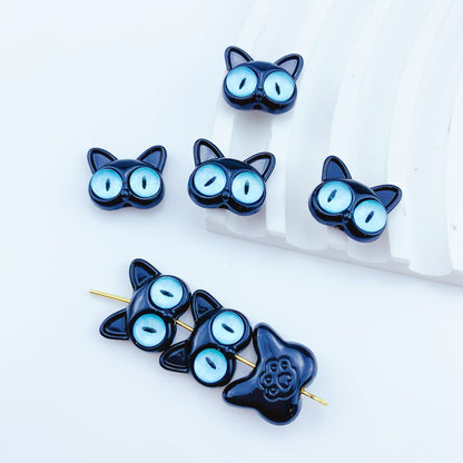 Cat Eye Monster Metal Beads 16mm Baking Painted 10pcs 10