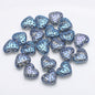 Electroplated Heart Glass Beads 13x15mm Peach Metallic 20pcs 10