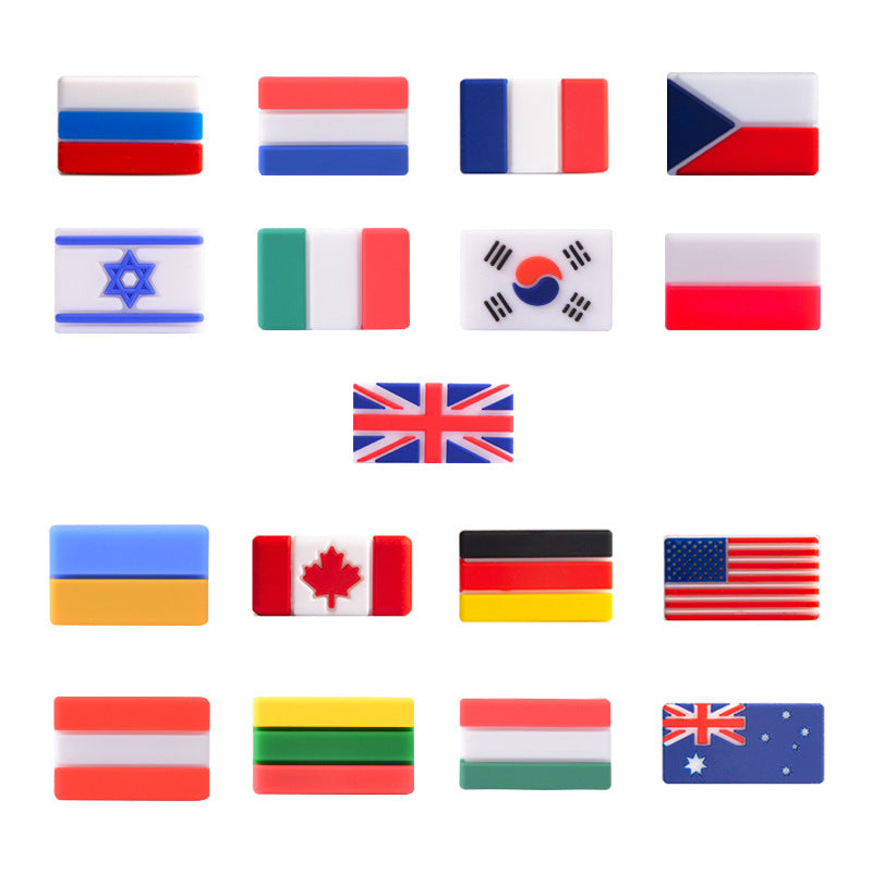 Silicone Focal Beads National Flag Rectangular Design 20pcs