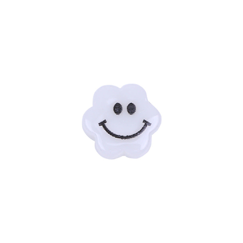 Flower Acrylic Beads 6-9mm Smiling Face Flat Pastel Mixed 100pcs 5
