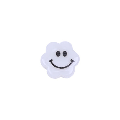 Flower Acrylic Beads 6-9mm Smiling Face Flat Pastel Mixed 100pcs 5