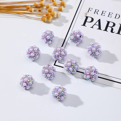 Pearl Clay Ball Rhinestone Beads 16mm Mosaic Shimmer 20pcs 10