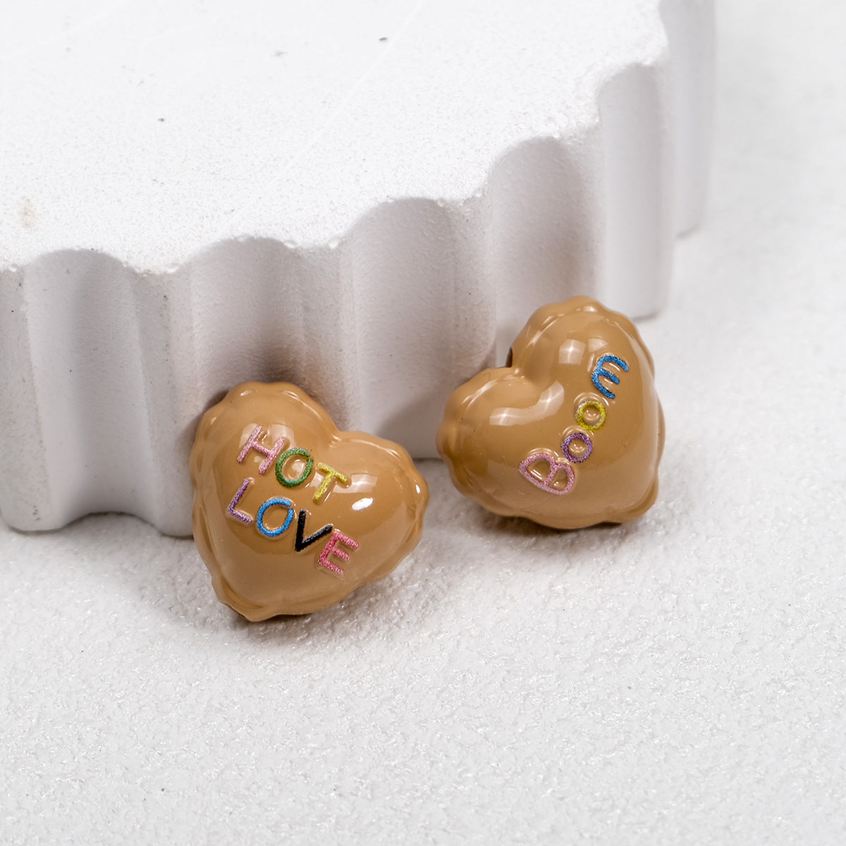 Balloon Heart Acrylic Beads 19mm Glossy Colorful Lettering 10pcs 5