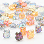 Plating Bunny Head Glass Beads 12mm Iridescent 30pcs