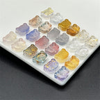 Bear Shape Transparent Glass Beads 14mm Colorful Mix 100pcs