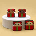 Silicone Focal Beads Christmas Gift Box with Playful Faces 20pcs 2