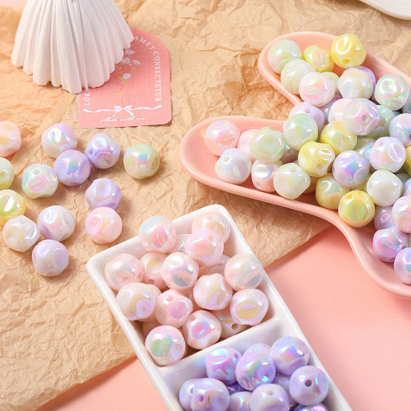 Glow Fig Acrylic Beads 16mm Cream Color Pastel Iridescent 10pcs 2