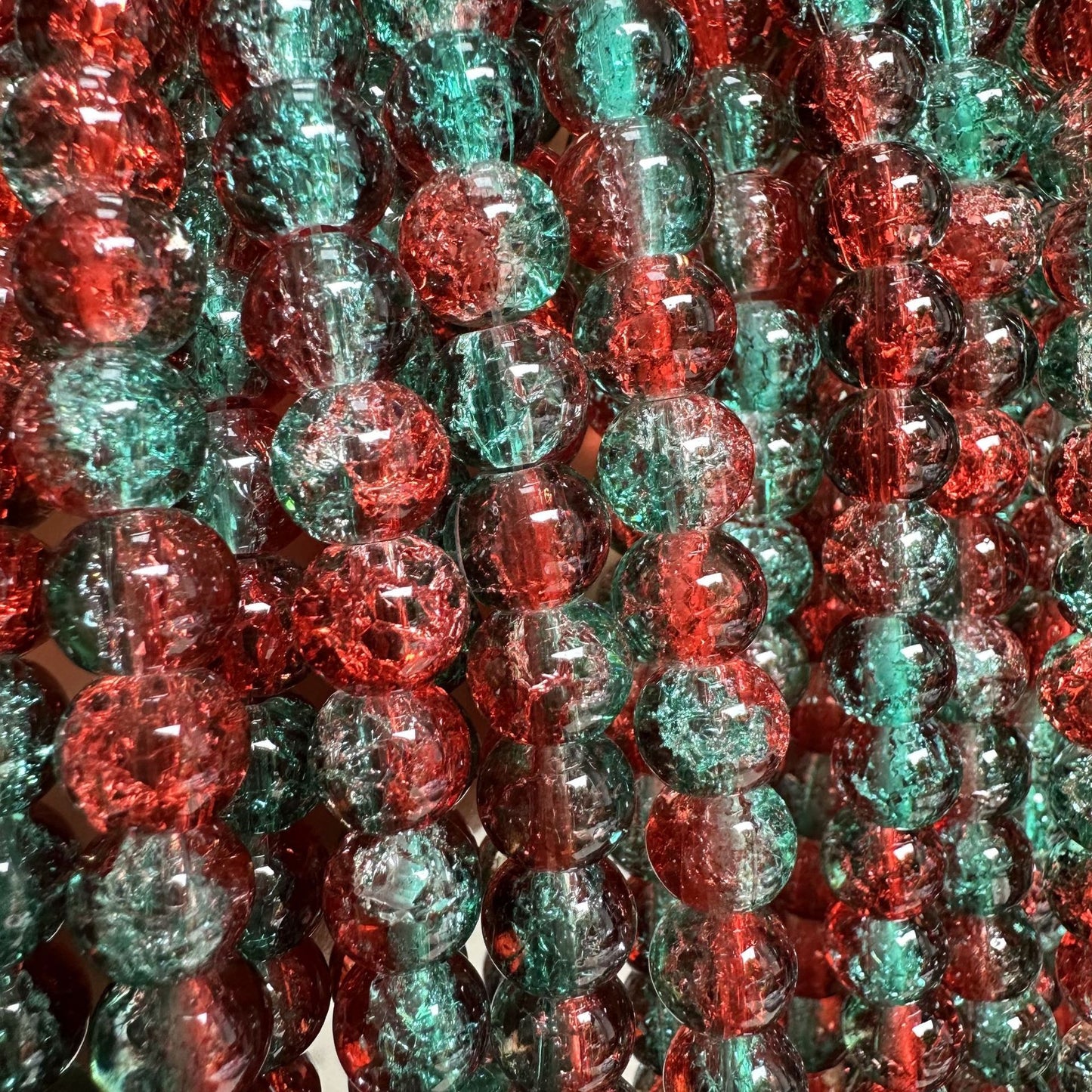 Crackle Glass Beads Round 8mm Dual Color Explosion 10 Strands 36