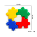 Silicone Focal Beads Puzzle Block Heart Cutout Center 20pcs