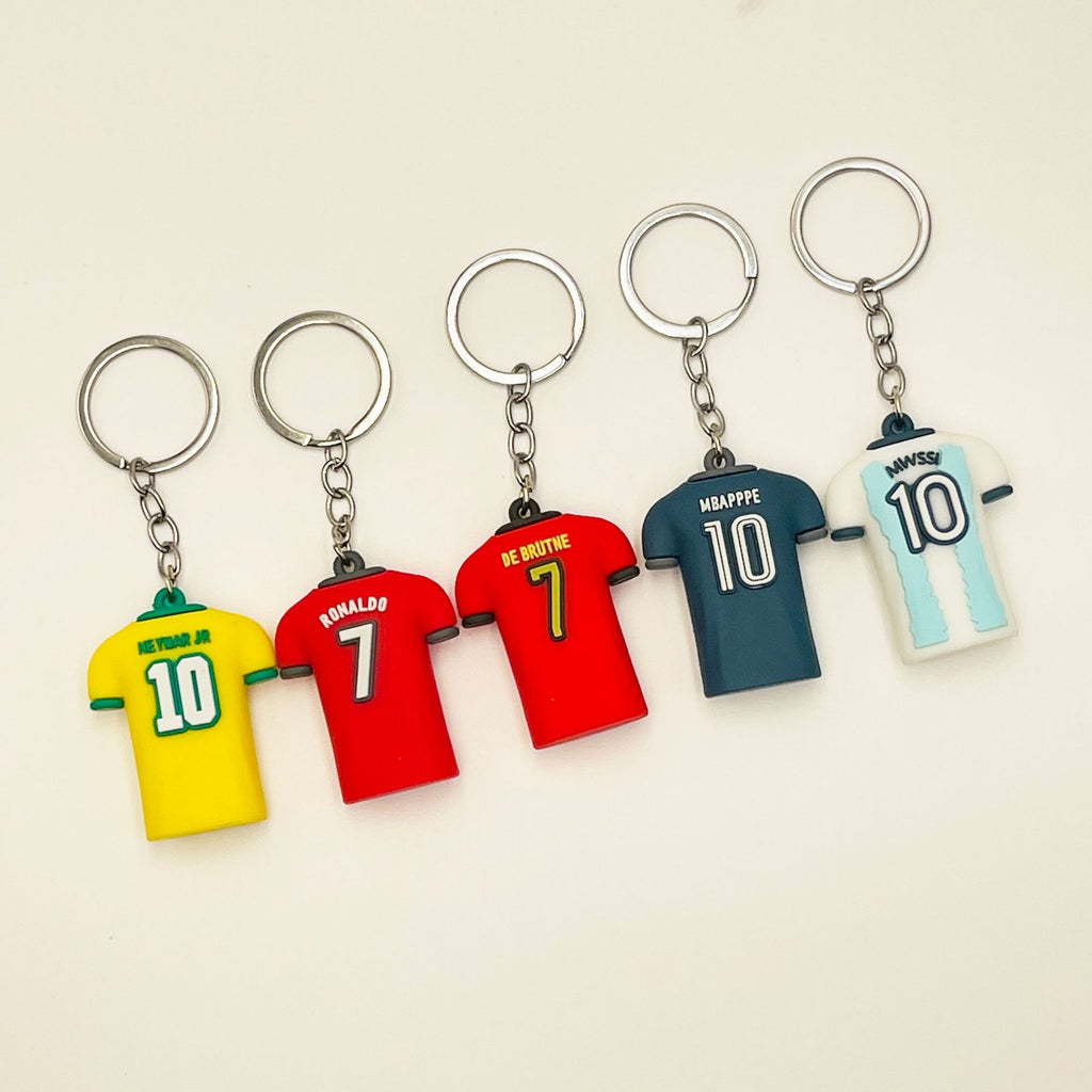 PVC Football Jersey Keychain Vibrant Sports Team Colors 3
