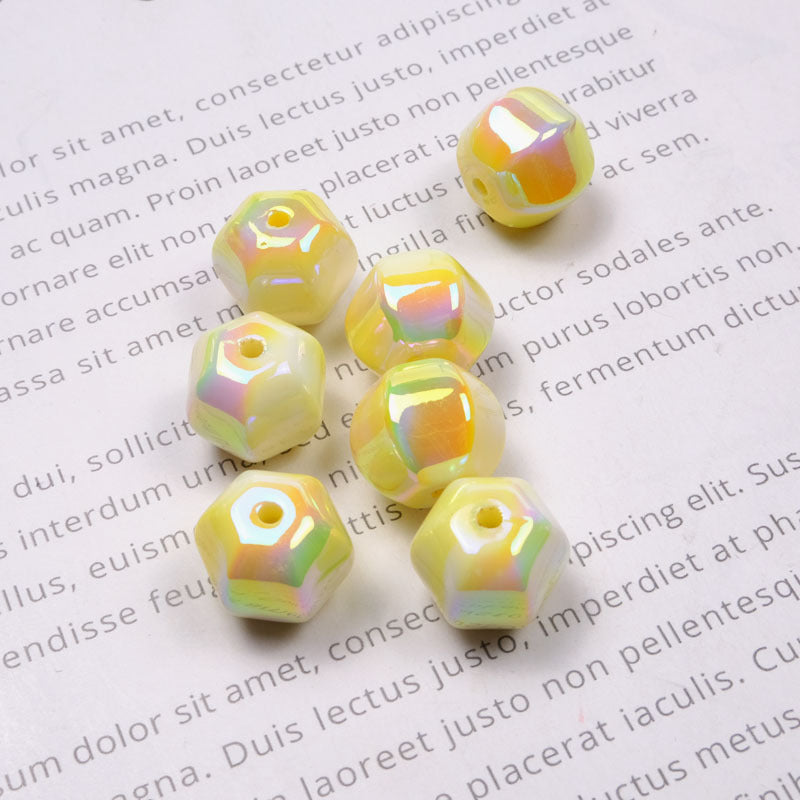 Plating Hexagonal Acrylic Beads 15.8mm Cloud Gradient Color 50pcs 6