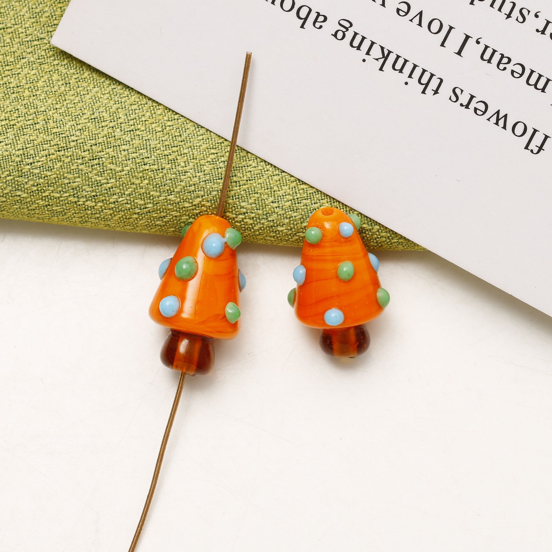 Hand Painted Polka Dot Christmas Tree Lampwork Glass Beads 19mm 4pcs 13