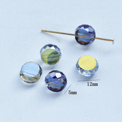 Electroplated Flat Cut Glass Beads 7.5mm 12mm Vibrant Colors 10pcs 20