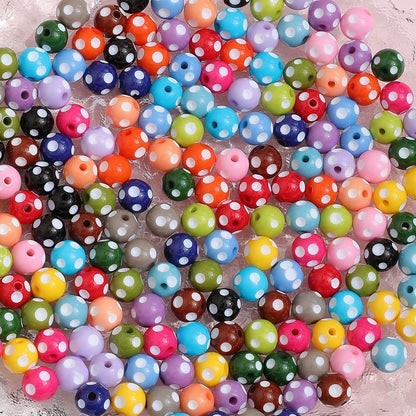 Bright Polka Dot Resin Beads 12mm Glossy Multicolor 20pcs 4