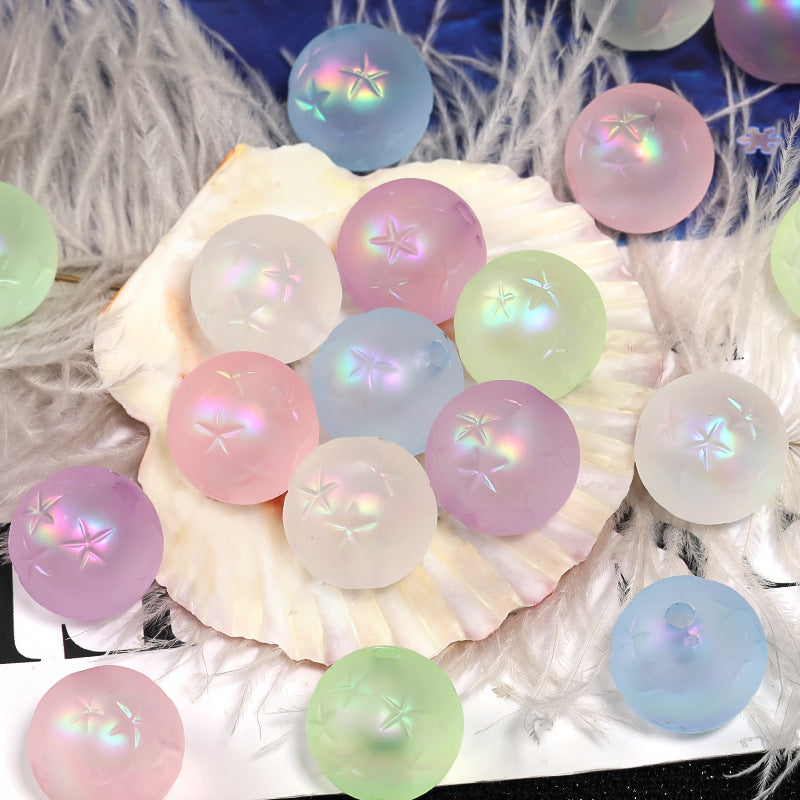 Matte Star Acrylic Beads 16mm Pastel Colors Round 50pcs 6