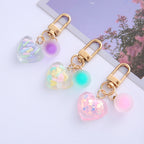 Gradient Glitter Heart Keychain Acrylic Transparent Colorful Charm 2